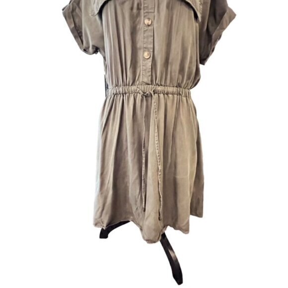 Tommy Hilfiger Utility Dress 10 Army Green Short Sleeve Drawstring Waist TENCEL - Picture 4 of 16